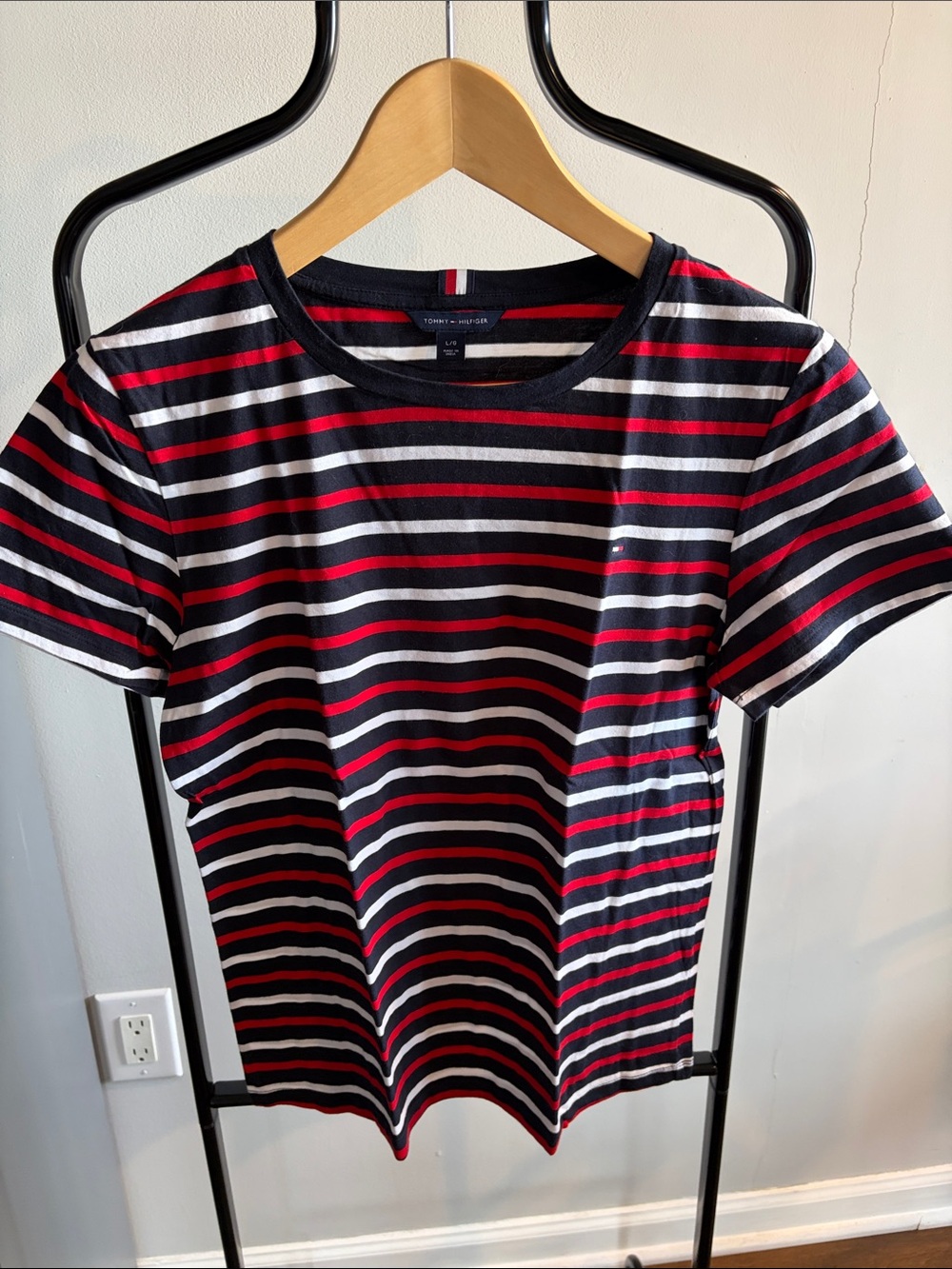 Tommy Hilfiger Navy, Red & White Striped Crewneck Tee